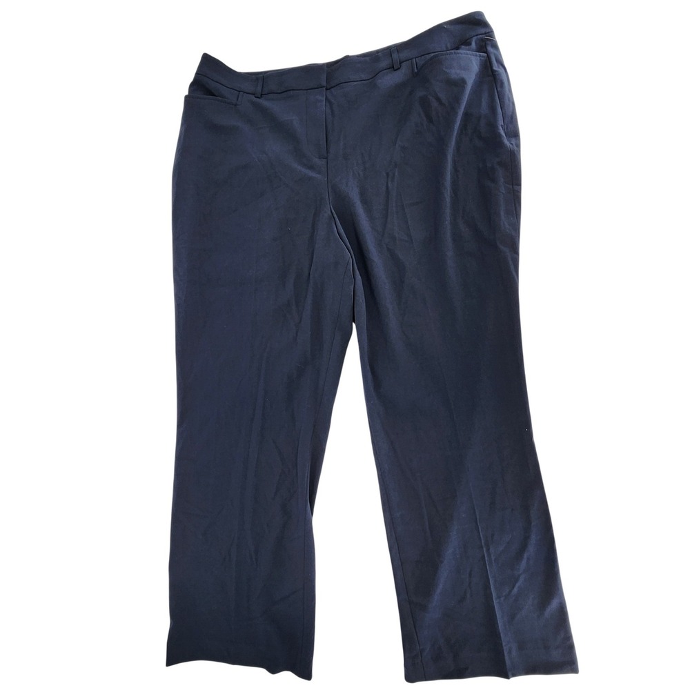 Tahari ASL Navy Blue Straight Leg Dress Pants Womens 18W NWT Professional Career
